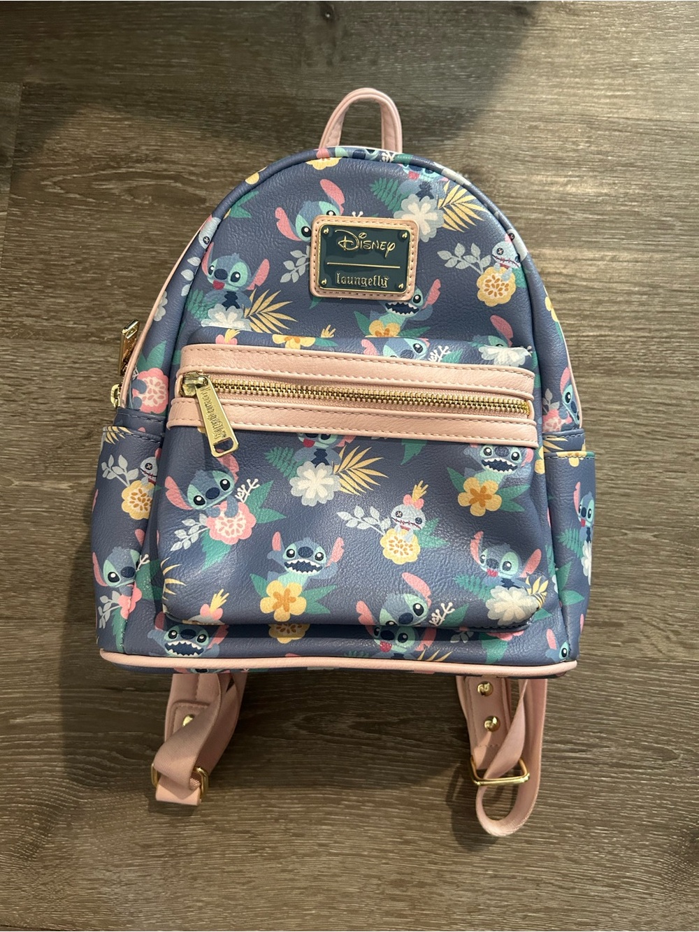 Disney Loungefly Blue and Pink Floral Stitch Pineapples Backpack